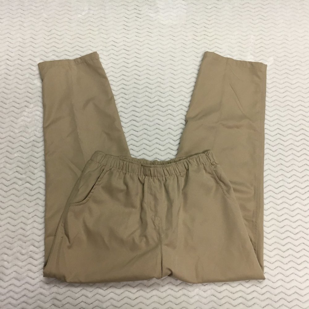 Rebecca Malone Elastic Pull On Pants - Size: Petite Medium Tan